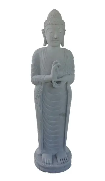 Product image 6 of the product “Standing Buddha made of Riverstone in Dharmachakra position - gesture of wheel of the teaching of Dharma. About 150cm height. ”